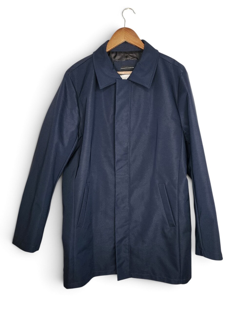 Calvin Klein All Weather Water Resistant Zip Snap Overcoat Jacket in Navy Size L